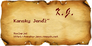 Kansky Jenő névjegykártya